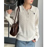 <U.S.P>刺繍長袖ケーブルポロニット | RANAN | 詳細画像14