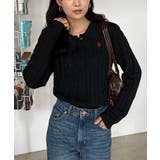 <U.S.P>刺繍長袖ケーブルポロニット | RANAN | 詳細画像2