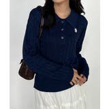 <U.S.P>刺繍長袖ケーブルポロニット | RANAN | 詳細画像23