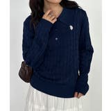 <U.S.P>刺繍長袖ケーブルポロニット | RANAN | 詳細画像24