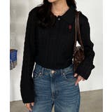 <U.S.P>刺繍長袖ケーブルポロニット | RANAN | 詳細画像3