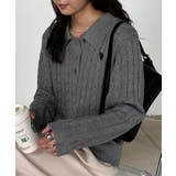 <U.S.P>刺繍長袖ケーブルポロニット | RANAN | 詳細画像7