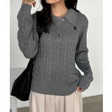 <U.S.P>刺繍長袖ケーブルポロニット | RANAN | 詳細画像8