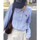 ブルー | ＜Ｕ．Ｓ．Ｐ＞刺繍長袖ケーブルポロニット | RANAN