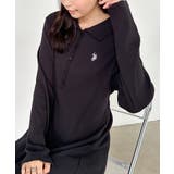 ブラック | ＜Ｕ．Ｓ．Ｐ＞ポロ衿長袖リブワンピース | RANAN