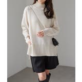 ハイネックワイドリブ使いカラーニットチュニック | RANAN | 詳細画像1 