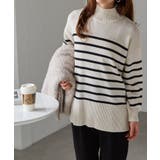 ハイネックワイドリブ使いカラーニットチュニック | RANAN | 詳細画像9 