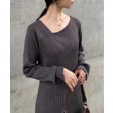 チャコール | アシメネックリブワンピース | RANAN