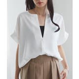 ホワイト | 前後2WAYハーフジップブラウス | RANAN