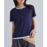 ネイビーケイ | レイヤードヘンリーネックTシャツ | RANAN