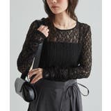 ブラック | パッチワークレースTシャツ | RANAN