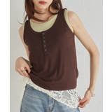 カップ付きレイヤードヘンリーネックタンクトップ | RANAN | 詳細画像3 