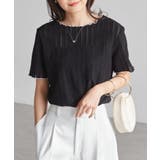 透かし柄メロー配色Tシャツ | RANAN | 詳細画像15