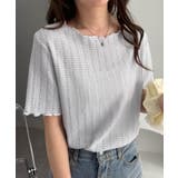 透かし柄メロー配色Tシャツ | RANAN | 詳細画像39 