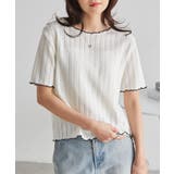 透かし柄メロー配色Tシャツ | RANAN | 詳細画像4