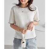 透かし柄メロー配色Tシャツ | RANAN | 詳細画像5