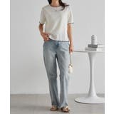 透かし柄メロー配色Tシャツ | RANAN | 詳細画像9