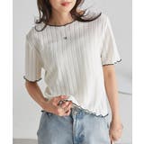 アイボリー | 透かし柄メロー配色Tシャツ | RANAN