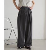 グレー | 麻調2タックラップリボンパンツ | RANAN