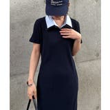 ネイビーケイ | ダブルカラーリブワンピース | RANAN