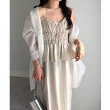 アイボリー | リボンギャザーペプラムナローワンピース | RANAN