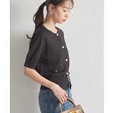 ゴールド調ボタン5分袖ニットカーディガン | RANAN | 詳細画像11