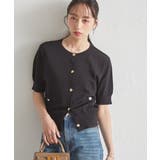 ゴールド調ボタン5分袖ニットカーディガン | RANAN | 詳細画像12