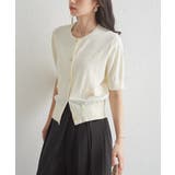 ゴールド調ボタン5分袖ニットカーディガン | RANAN | 詳細画像4