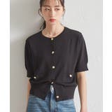 ゴールド調ボタン5分袖ニットカーディガン | RANAN | 詳細画像9