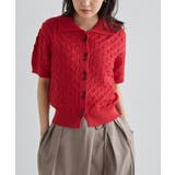 レッド | 透かし柄サマーニットポロカーディガン | RANAN