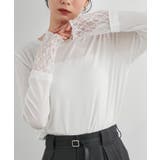 ホワイトレース | 異素材使いレイヤードスリーブロングTシャツ | RANAN