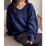 ネイビー | ふんわり柔らか!ヤクライクVネックニット【M~3L展開】 | RANAN