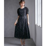 ブラック | 【SP~LLサイズ展開】花柄レースフレアーシルエットドレス | RANAN