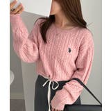 ピンク | <U.S.POLO ASSN.>ワンポイントケーブルニット | RANAN