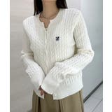 アイボリー2 | ＜solleim＞キーネックケーブルニットカーディガン | RANAN