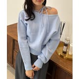 ブルー2 | ストラップリボンオフショルニット | RANAN