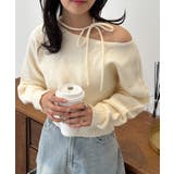 オフホワイト2 | ストラップリボンオフショルニット | RANAN