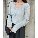 グリーン | シアーベロアヘンリーネックトップス | RANAN