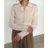 アイボリー | <solleim>襟付きラインリブニット | RANAN