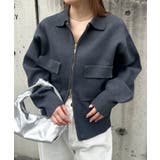 チャコール | <solleim>ダブルジップ襟付きニットブルゾン | RANAN