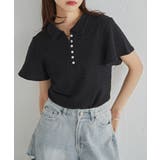 ブラック | 襟付きポロカットブラウス | RANAN