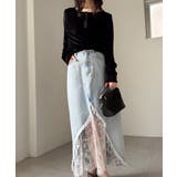 レースレイヤードデニムスカート | RANAN | 詳細画像3 