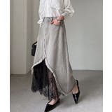 グレー | レースレイヤードデニムスカート | RANAN