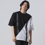 BLACK | テーププリント 半袖 Tシャツ ストリート系 ビッグシルエット | REGIEVO