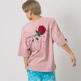 PINK | ローズプリントビッグシルエットTシャツ | REGIEVO