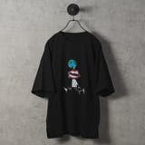 BLACK | なみおくん×地球儀プリントビッグシルエットTシャツ | REGIEVO