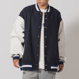 NVY×WHT | バルーン袖PUレザーバーシティジャケット | REGIEVO