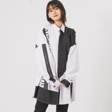 WHT×BLK | ビッグシルエットテーププリントドルマンシャツ | REGIEVO