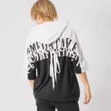 WHT×BLK | バイカラー半袖 半袖パーカー バックプリント ストリート系 ビッグシルエット | REGIEVO
