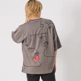 CHARCOAL | イラスト バックプリント 半袖 Tシャツ ストリート系 ビッグシルエット | REGIEVO
